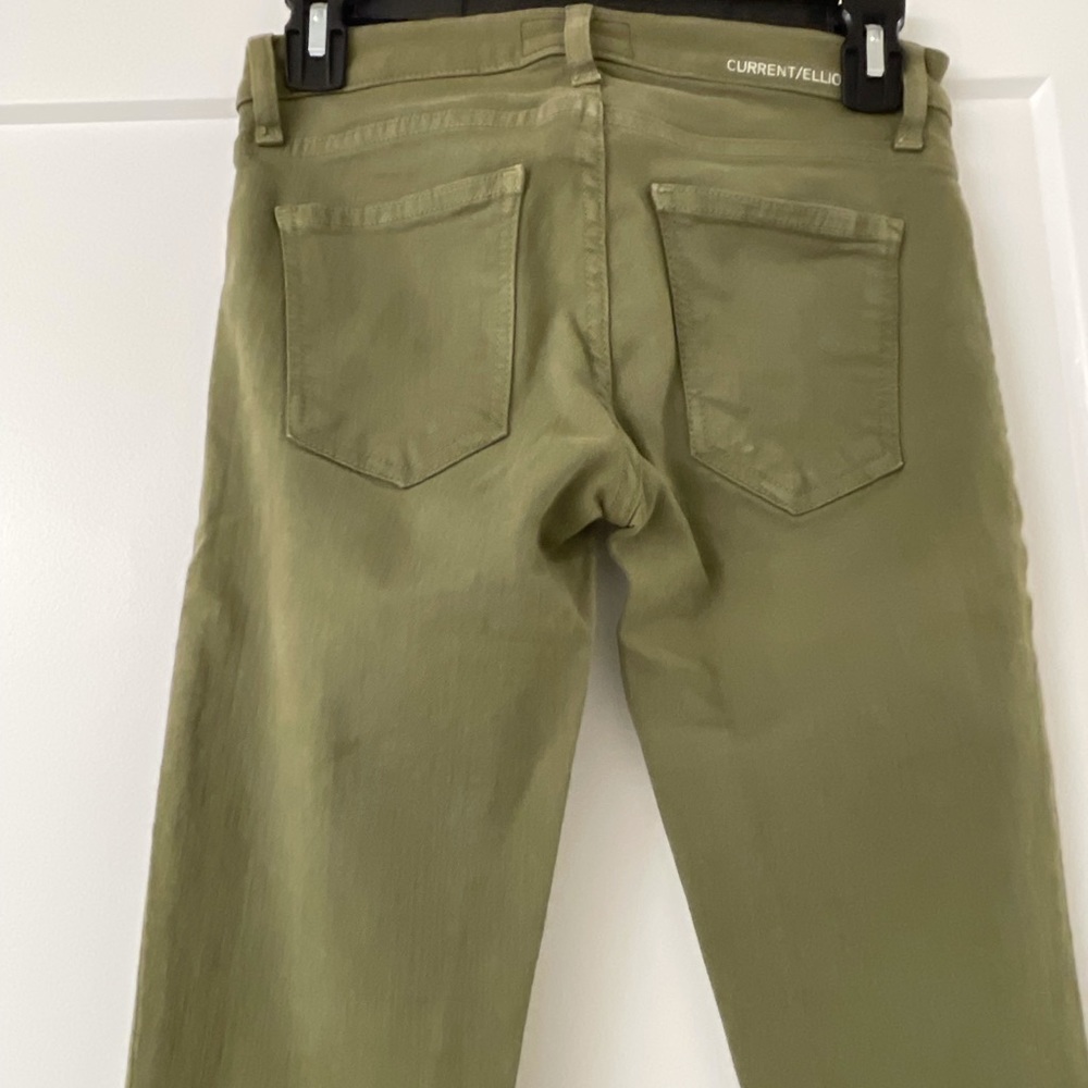 Olive green, Current Elliott stretchy skinny jeans, mid rise. - Picture 3 of 3